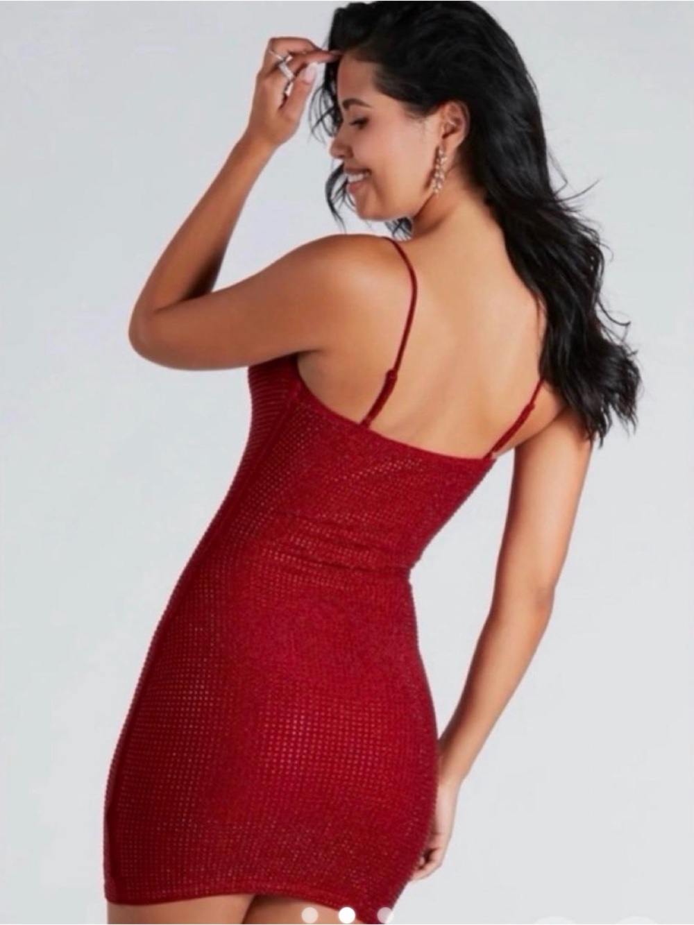 Windsor Red Rhinestone Mini Dress - Picture 5 of 6